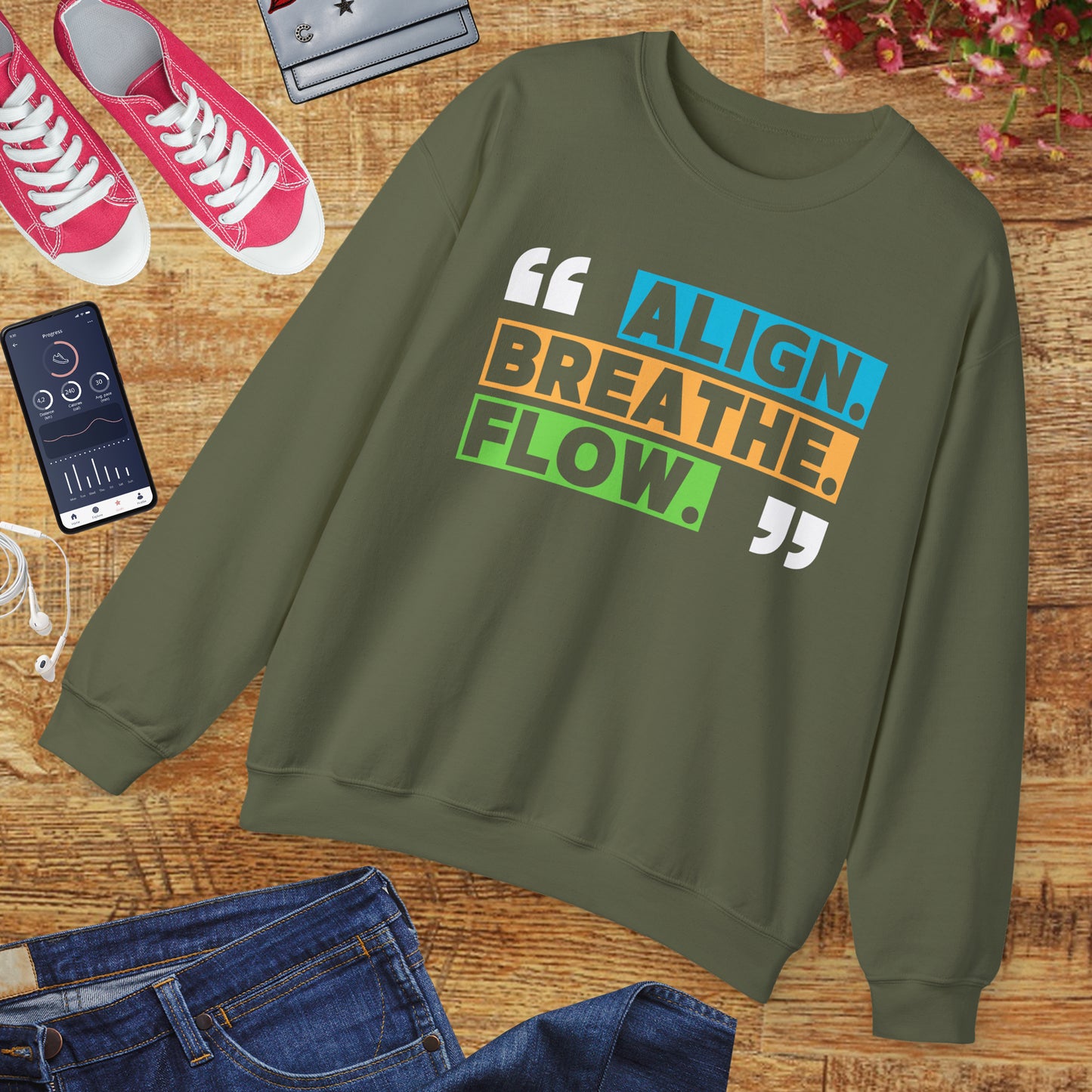 🌙“Align. Breathe. Flow.” - A Crewneck Sweatshirt for Mindful Moments