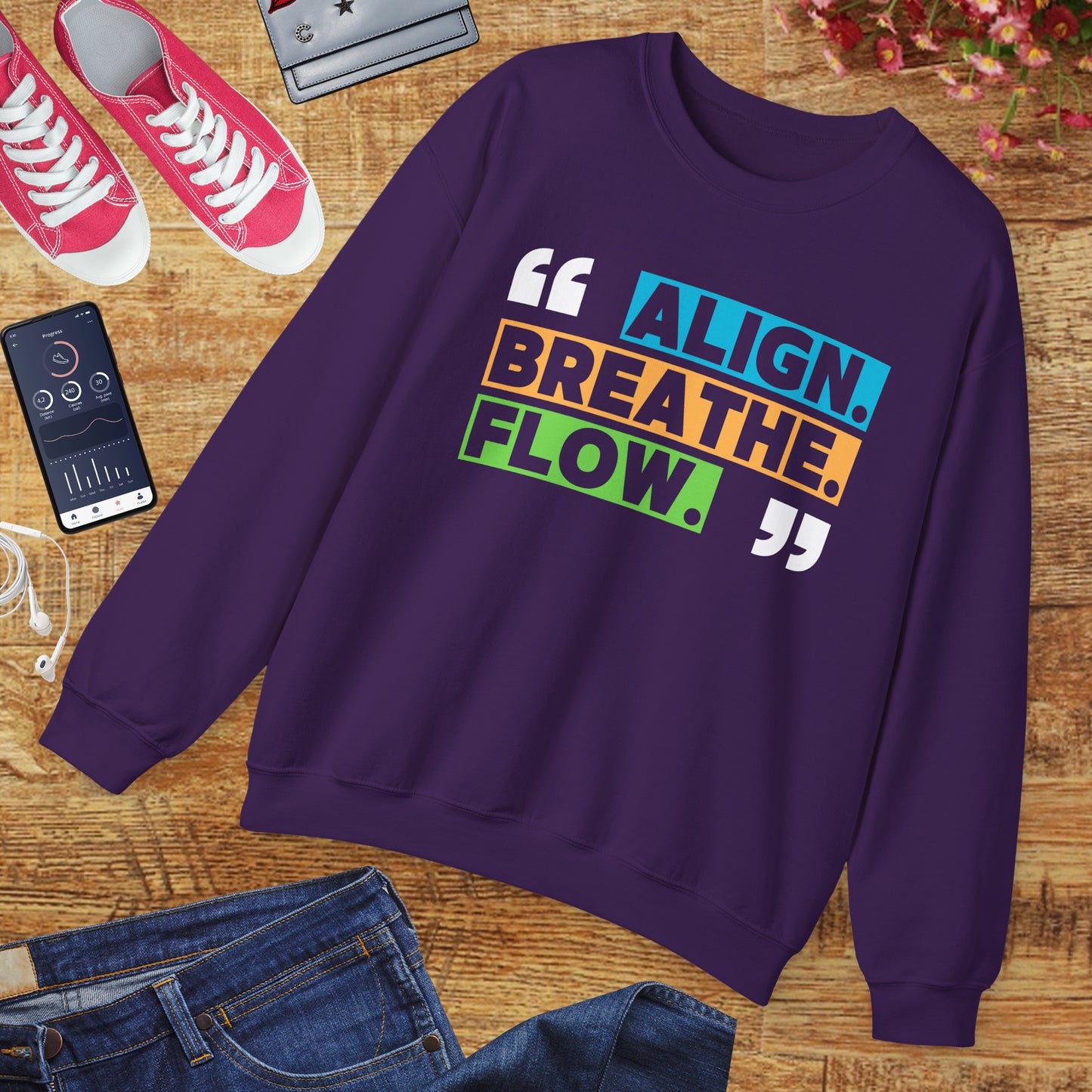 🌙“Align. Breathe. Flow.” - A Crewneck Sweatshirt for Mindful Moments