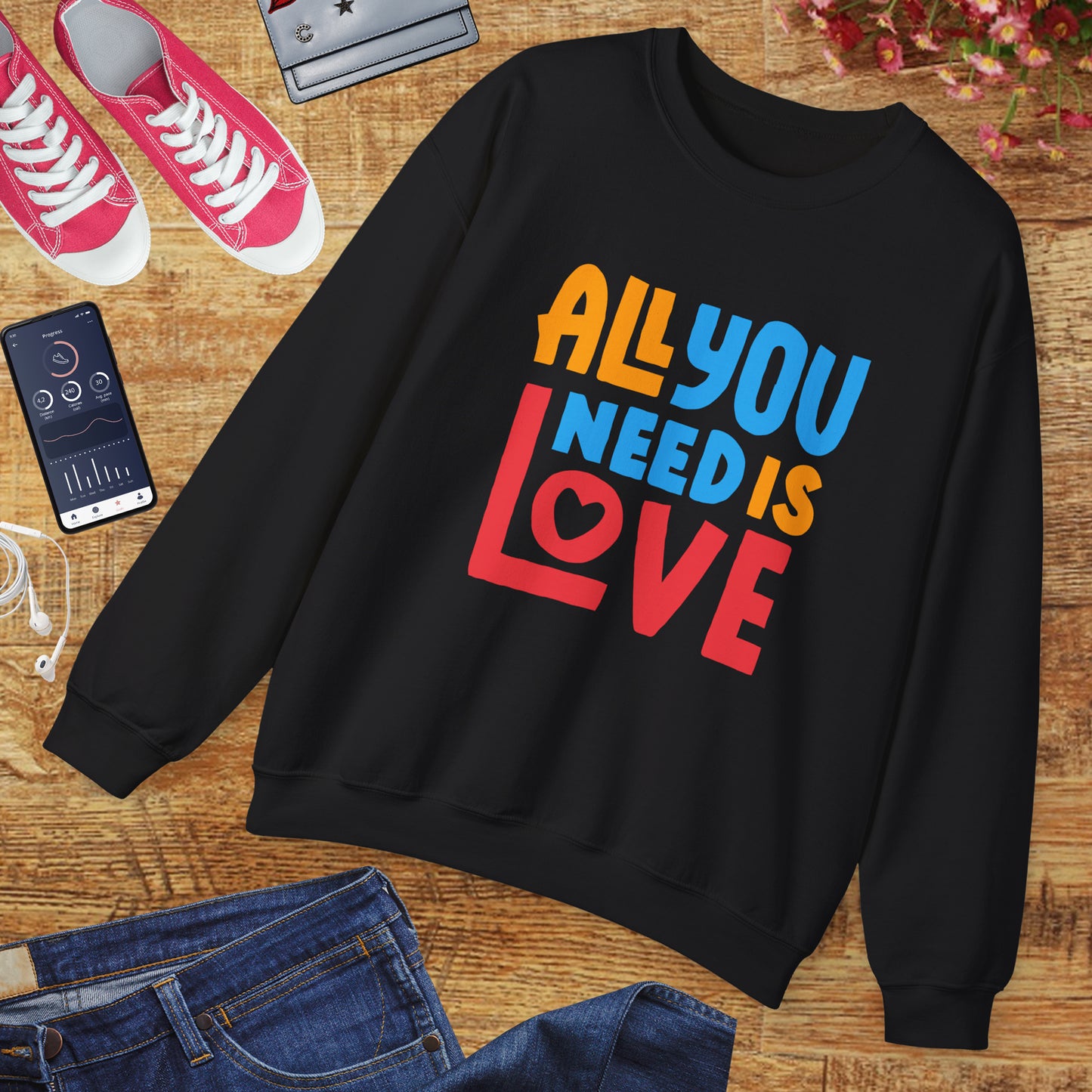 💖All You Need Is Love - Rainbow Affirmation Crewneck Sweatshirt