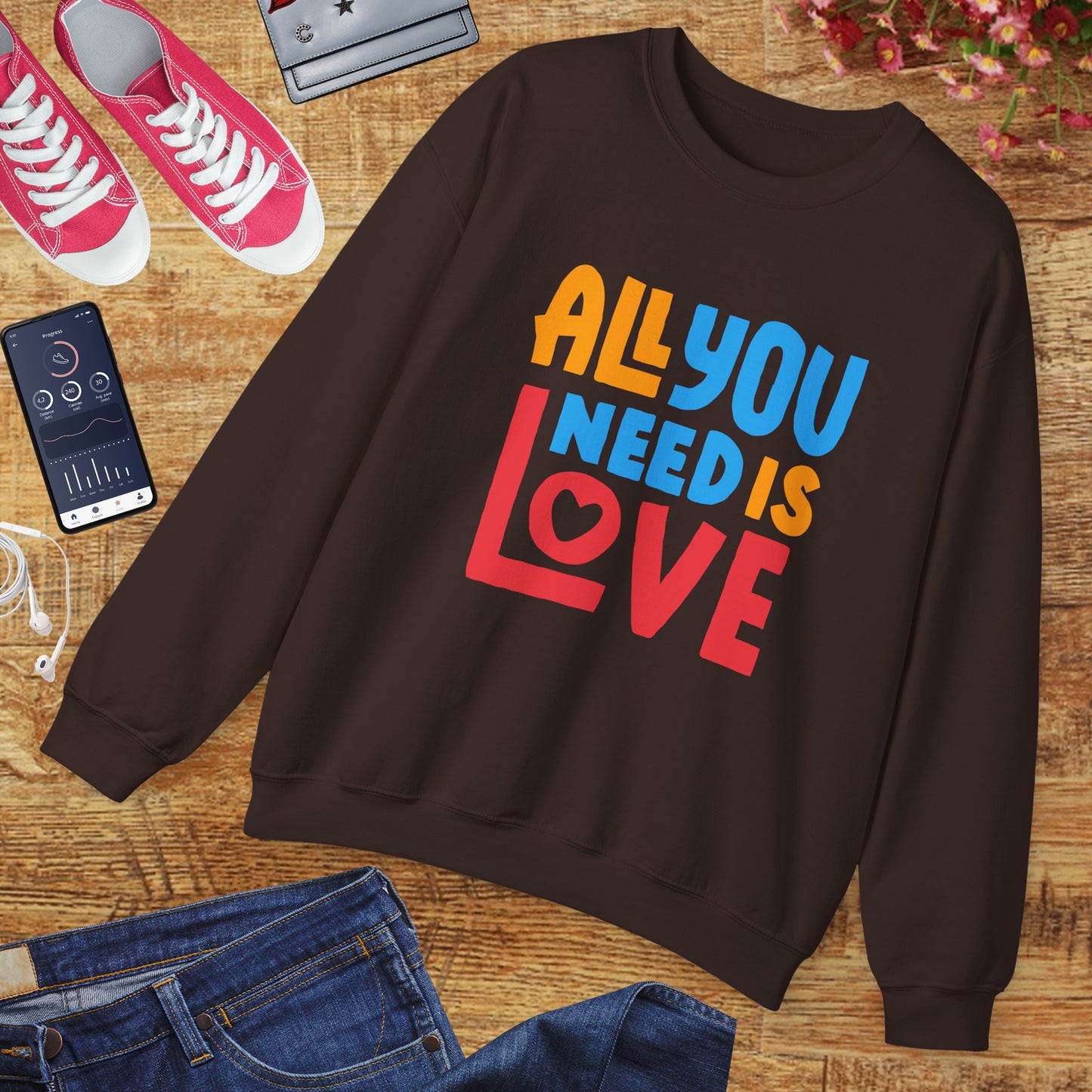 💖All You Need Is Love - Rainbow Affirmation Crewneck Sweatshirt