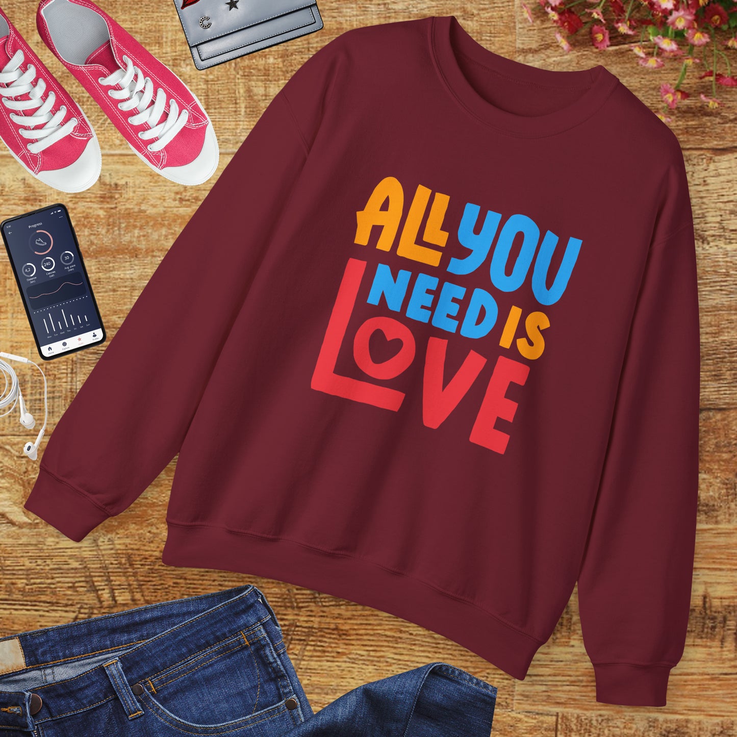 💖All You Need Is Love - Rainbow Affirmation Crewneck Sweatshirt