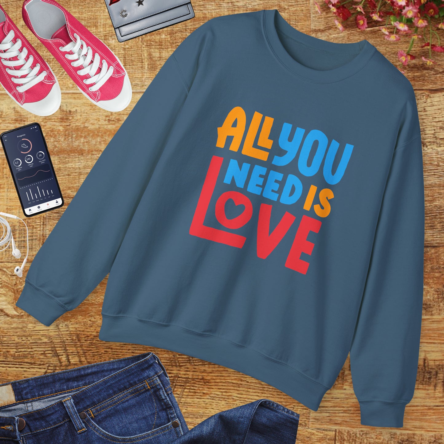 💖All You Need Is Love - Rainbow Affirmation Crewneck Sweatshirt