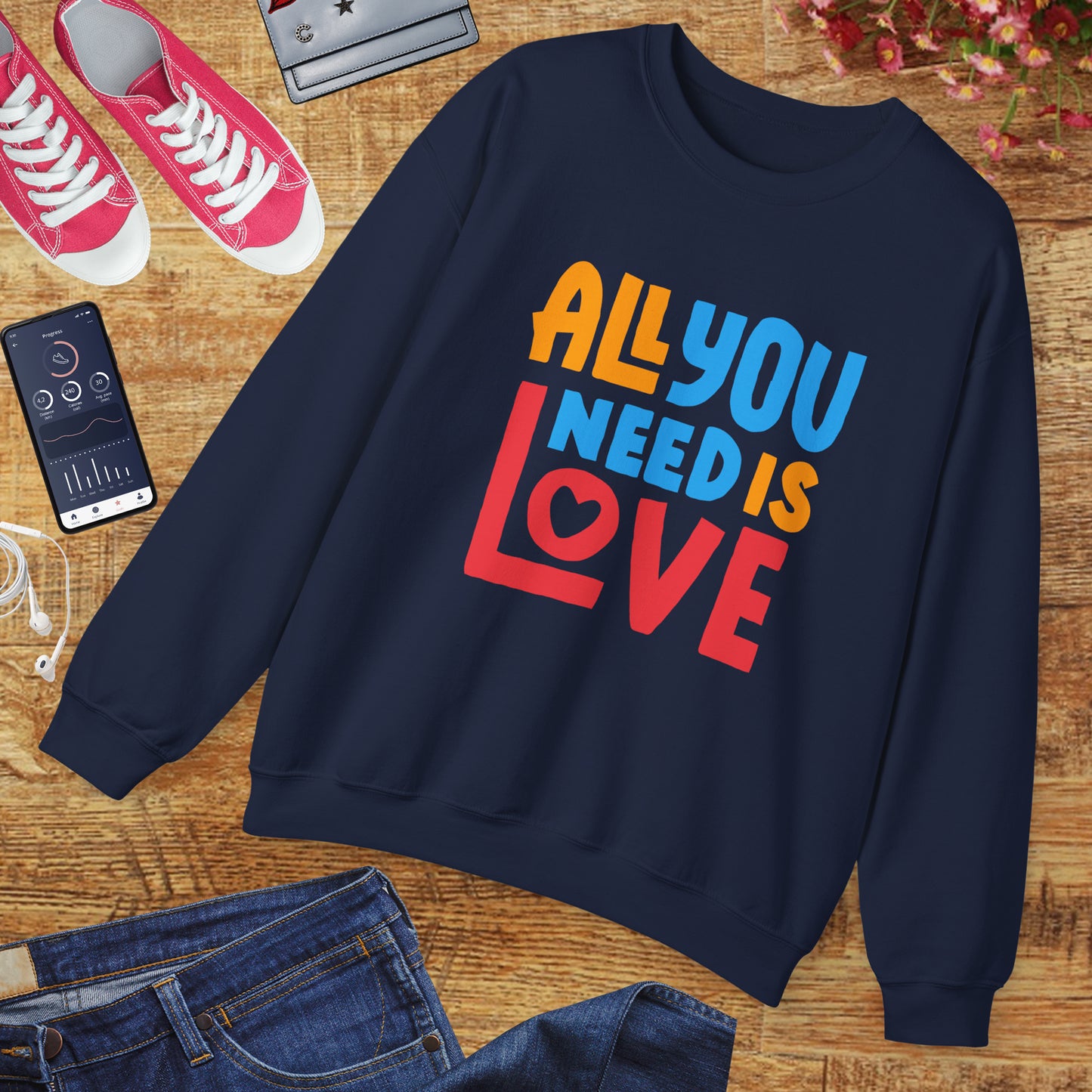 💖All You Need Is Love - Rainbow Affirmation Crewneck Sweatshirt