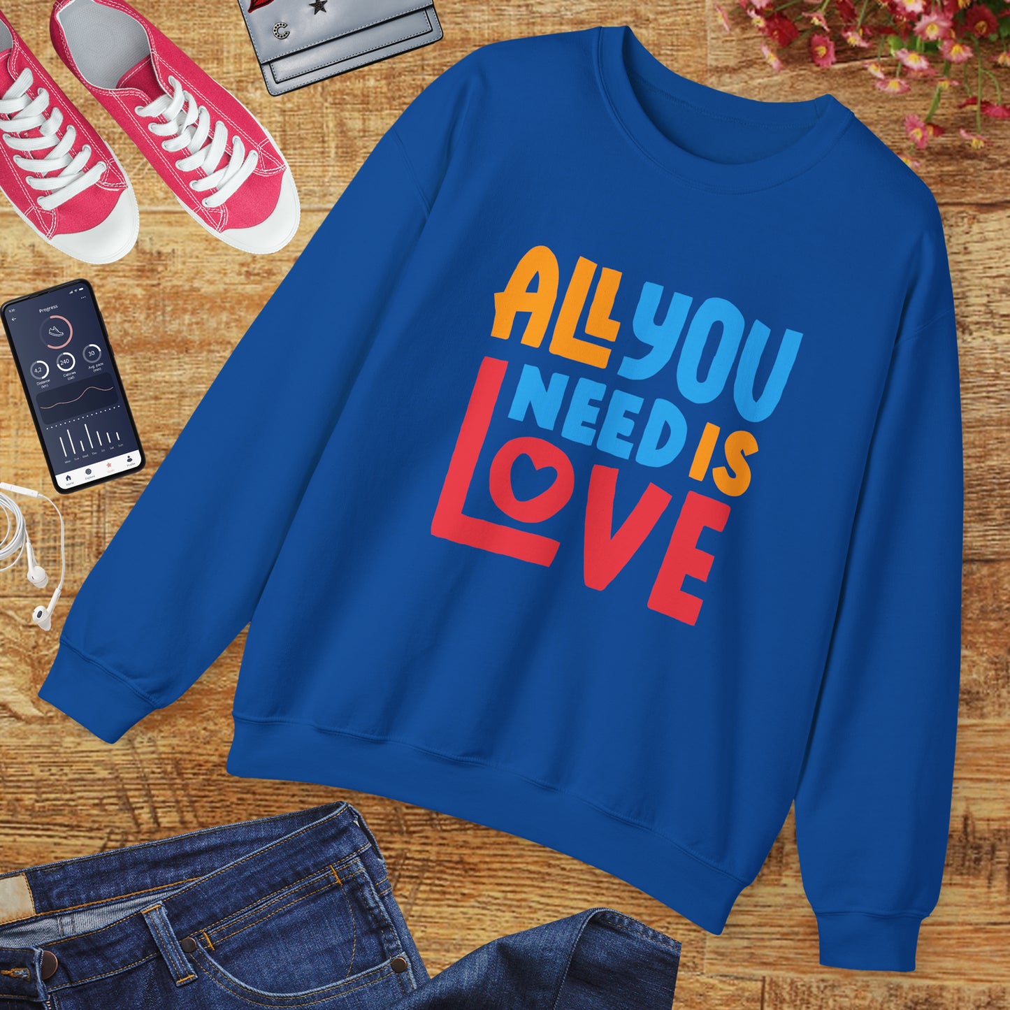 💖All You Need Is Love - Rainbow Affirmation Crewneck Sweatshirt