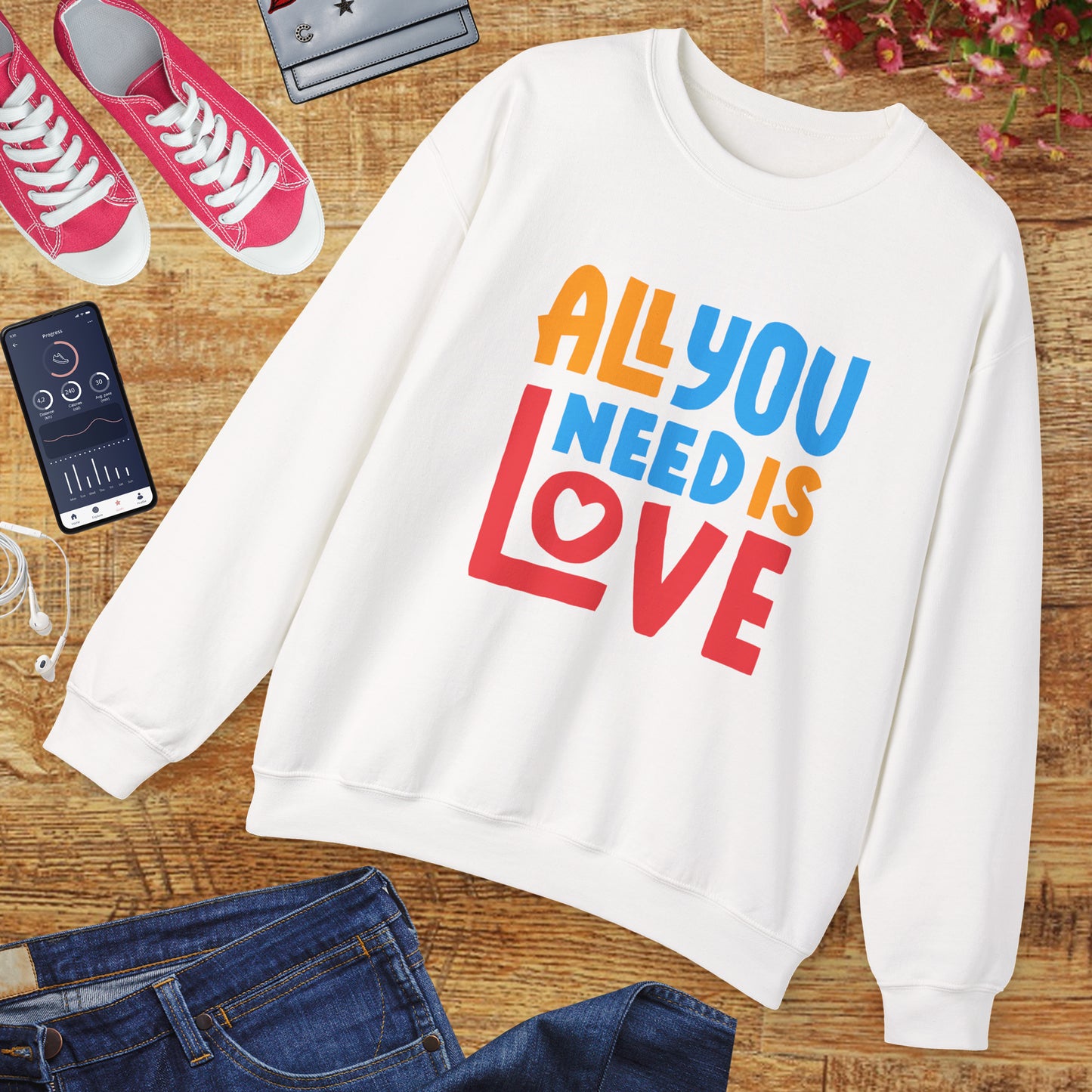 💖All You Need Is Love - Rainbow Affirmation Crewneck Sweatshirt