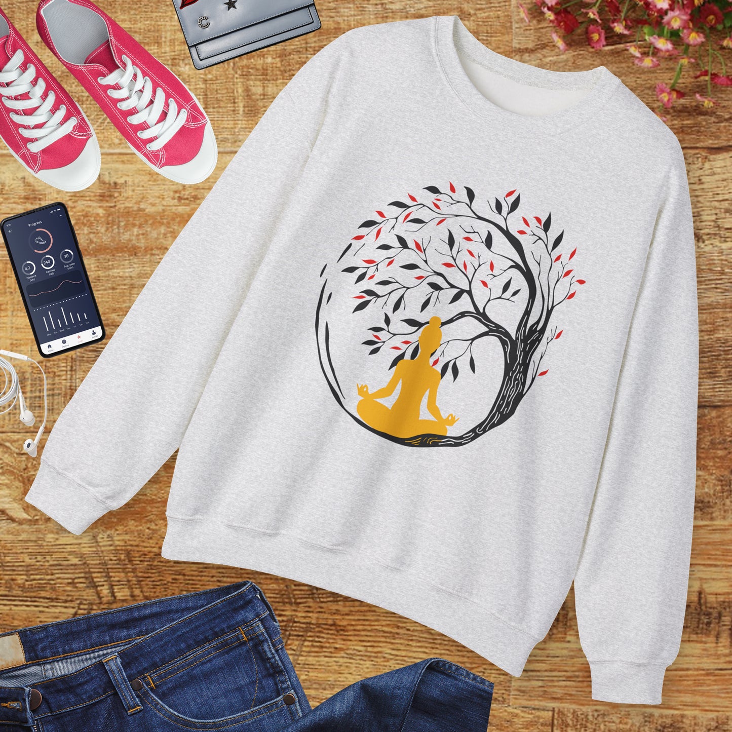 🌿Rooted in Stillness - The Tree, The Self, The Moment - Crewneck Sweatshirt