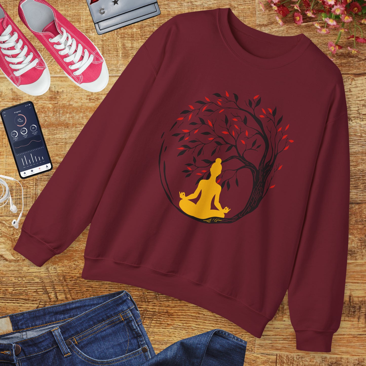 🌿Rooted in Stillness - The Tree, The Self, The Moment - Crewneck Sweatshirt