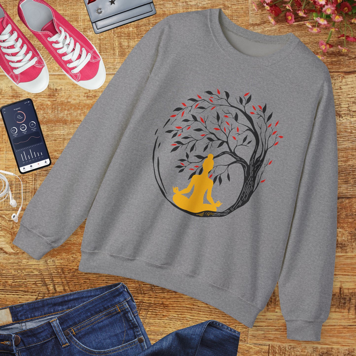 🌿Rooted in Stillness - The Tree, The Self, The Moment - Crewneck Sweatshirt