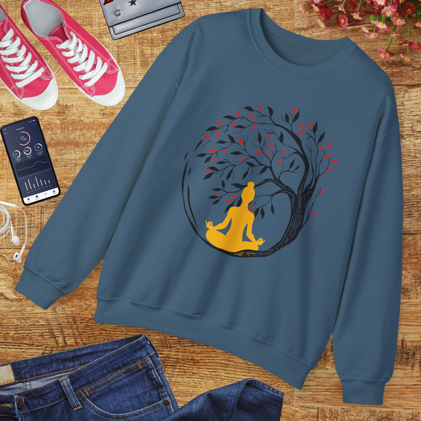 🌿Rooted in Stillness - The Tree, The Self, The Moment - Crewneck Sweatshirt