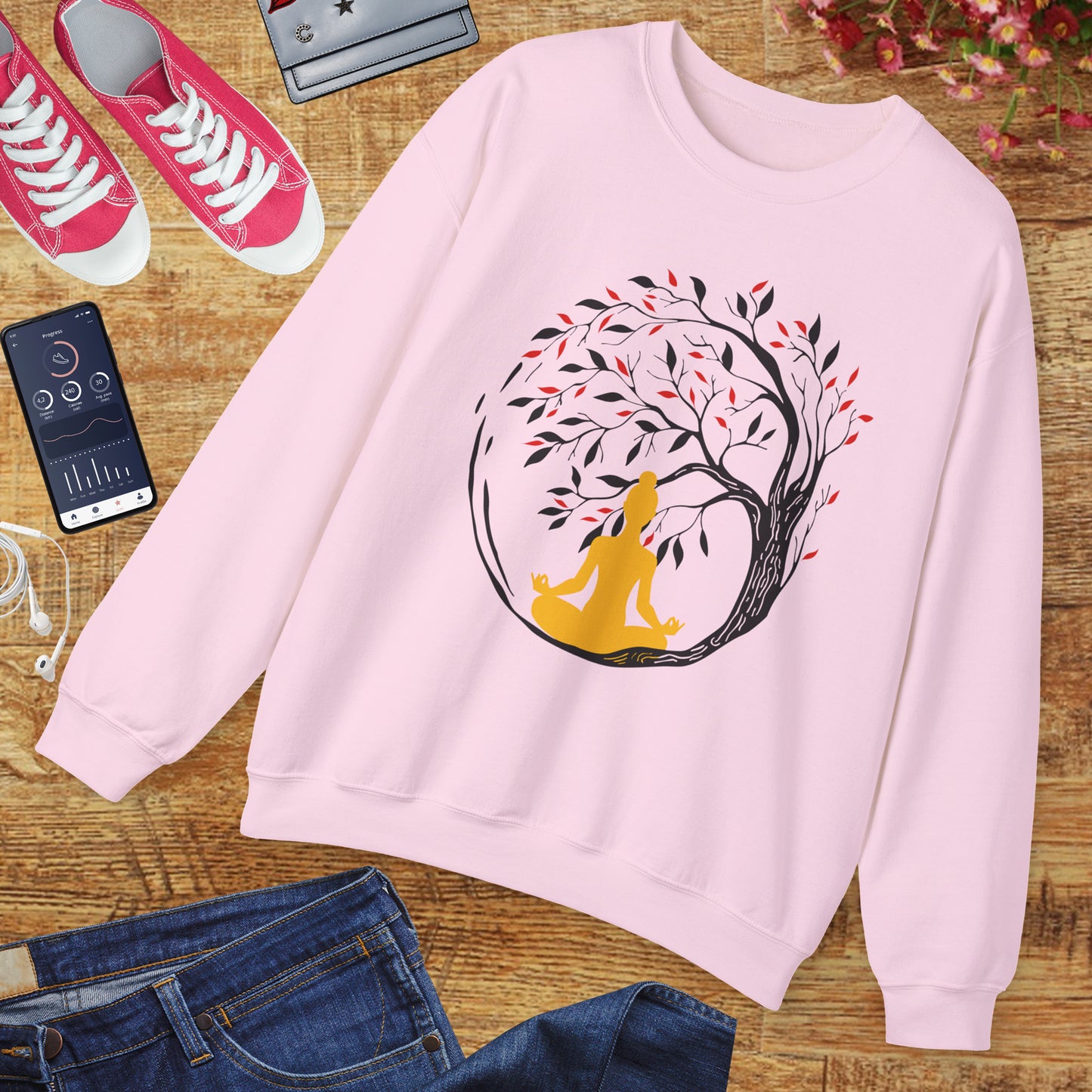 🌿Rooted in Stillness - The Tree, The Self, The Moment - Crewneck Sweatshirt