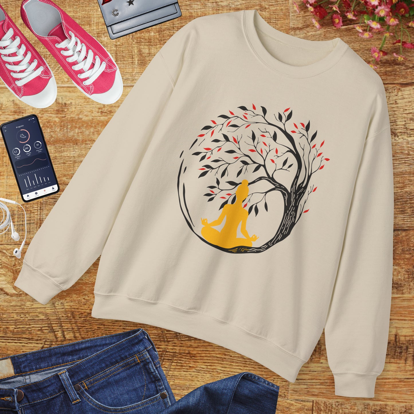 🌿Rooted in Stillness - The Tree, The Self, The Moment - Crewneck Sweatshirt