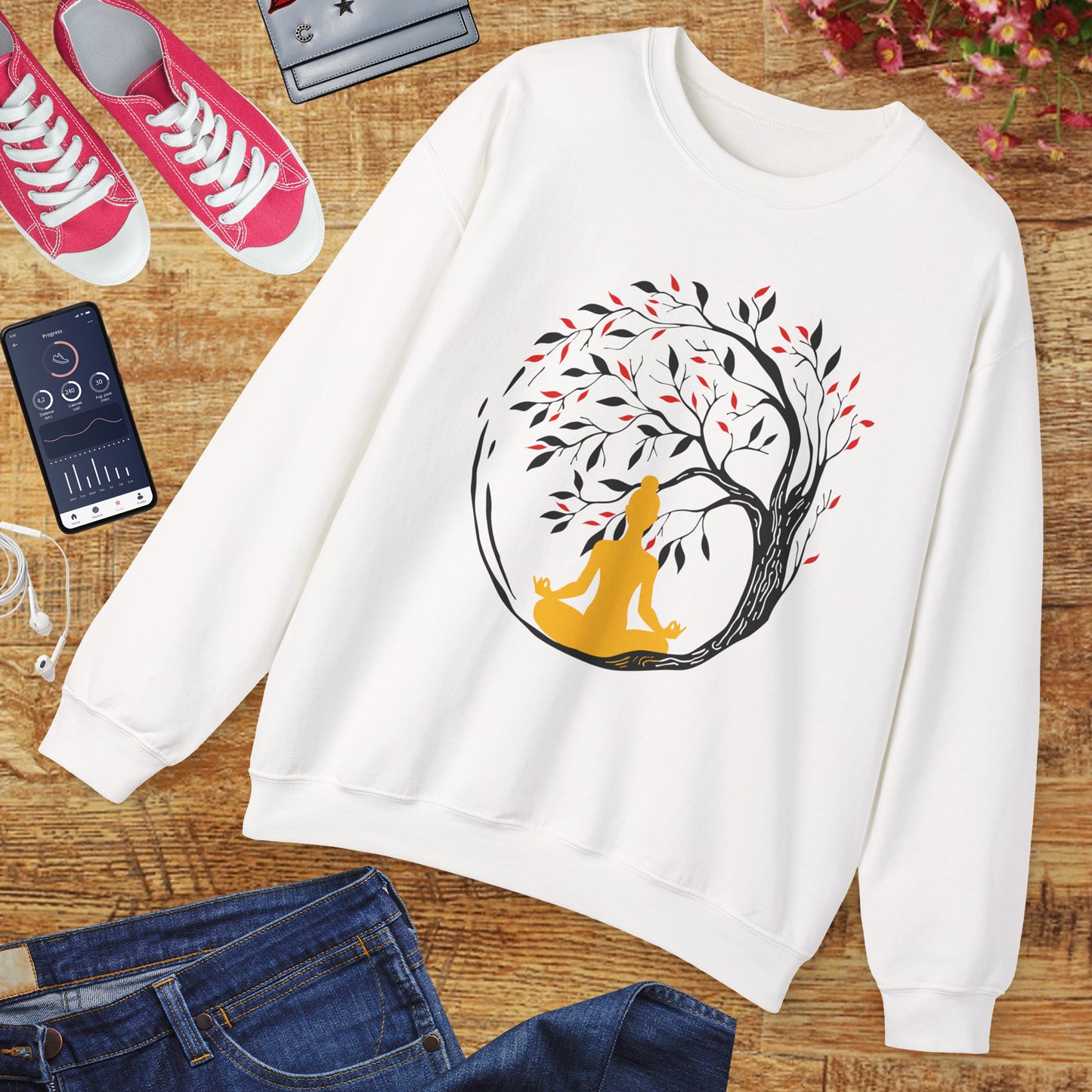 🌿Rooted in Stillness - The Tree, The Self, The Moment - Crewneck Sweatshirt