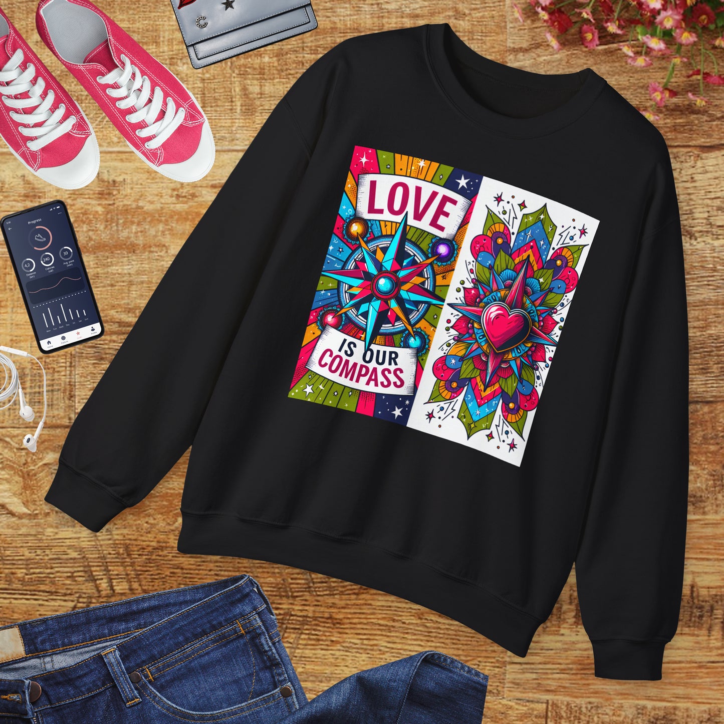 🧭Love Is Our Compass - Guided by the Heart Crewneck Sweatshirt