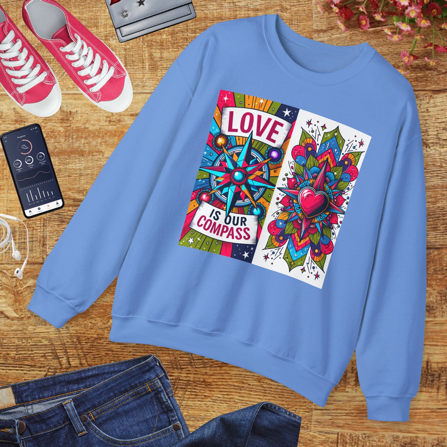 🧭Love Is Our Compass - Guided by the Heart Crewneck Sweatshirt