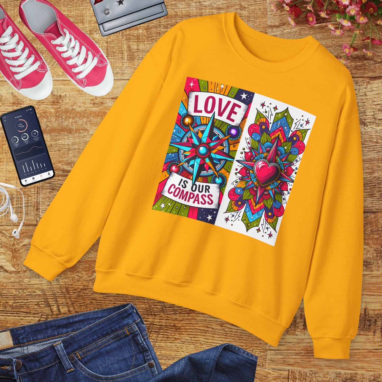 🧭Love Is Our Compass - Guided by the Heart Crewneck Sweatshirt