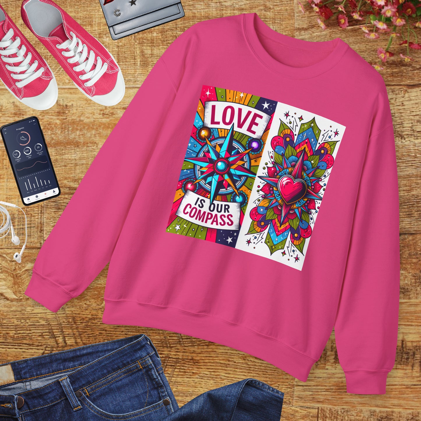 🧭Love Is Our Compass - Guided by the Heart Crewneck Sweatshirt