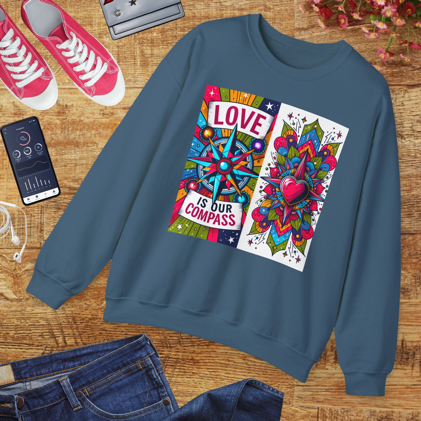 🧭Love Is Our Compass - Guided by the Heart Crewneck Sweatshirt