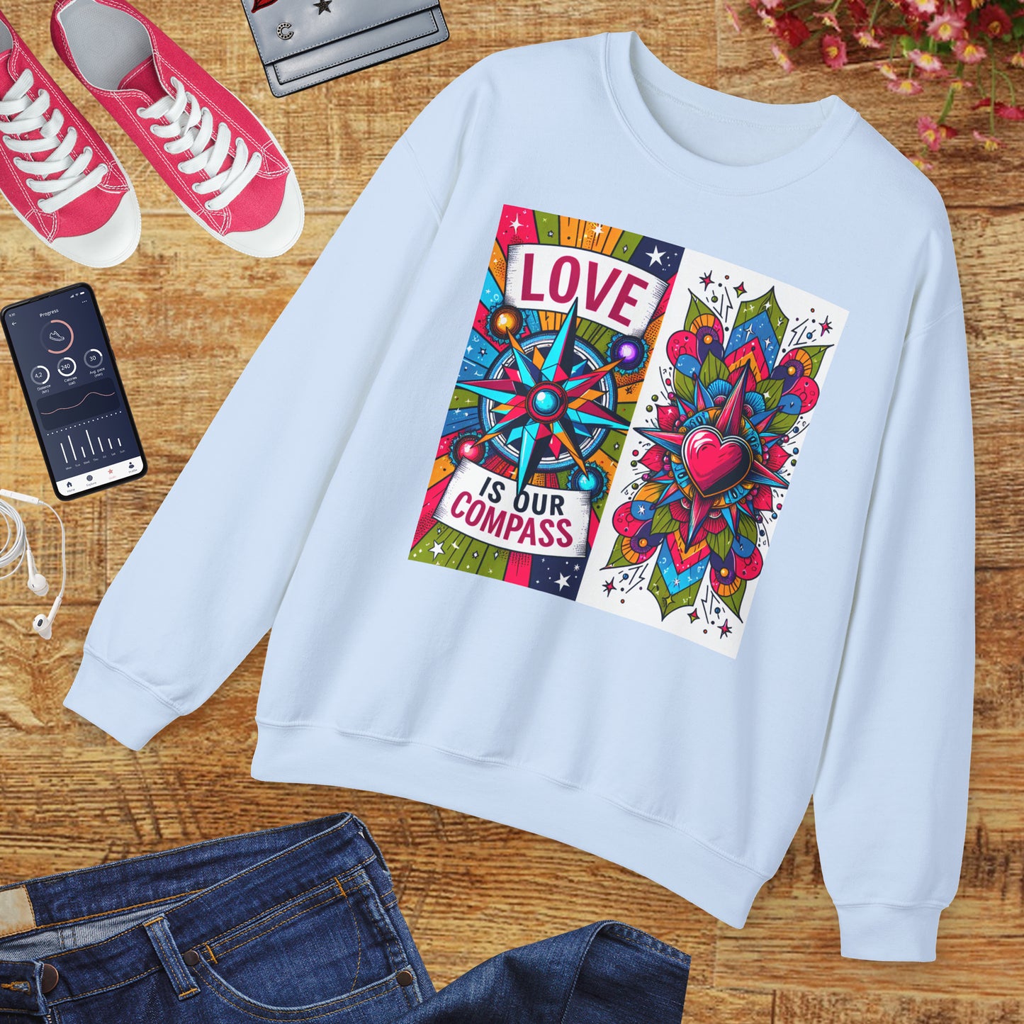 🧭Love Is Our Compass - Guided by the Heart Crewneck Sweatshirt
