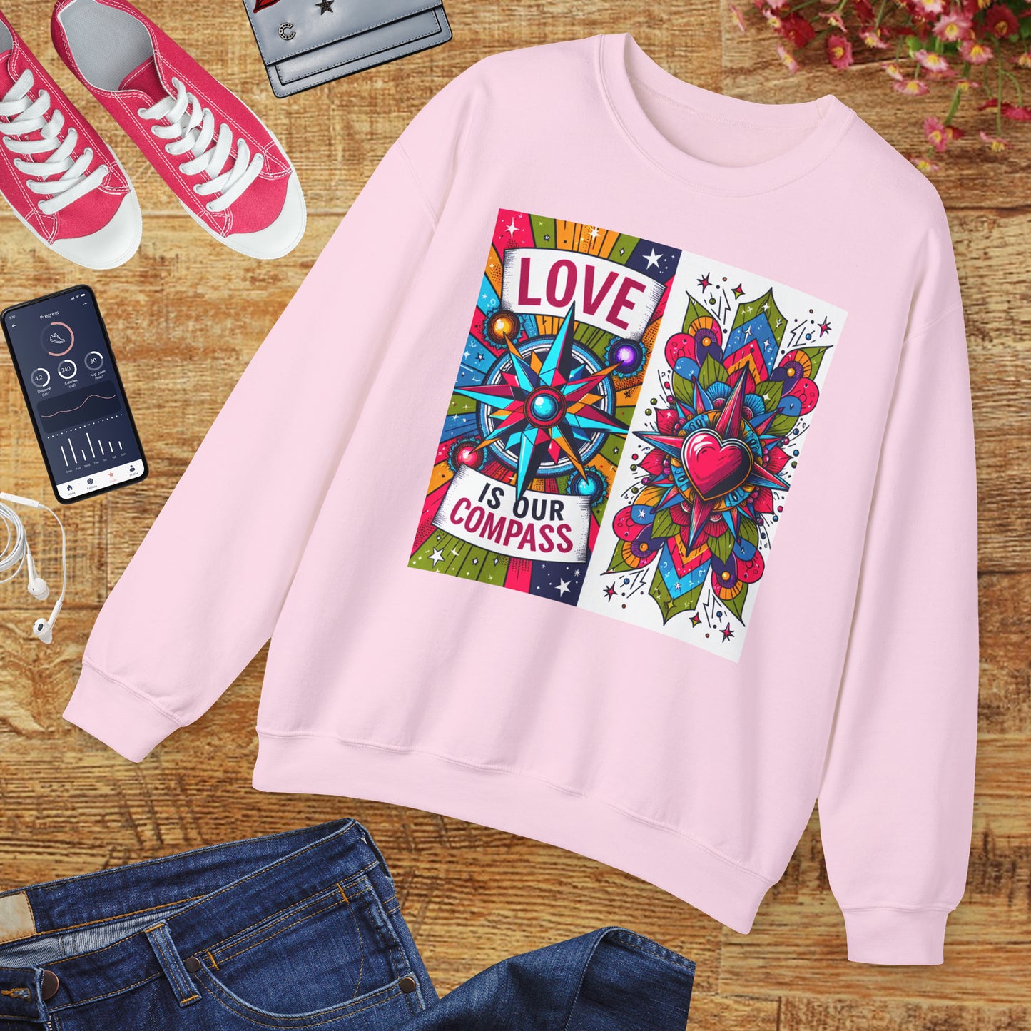 🧭Love Is Our Compass - Guided by the Heart Crewneck Sweatshirt