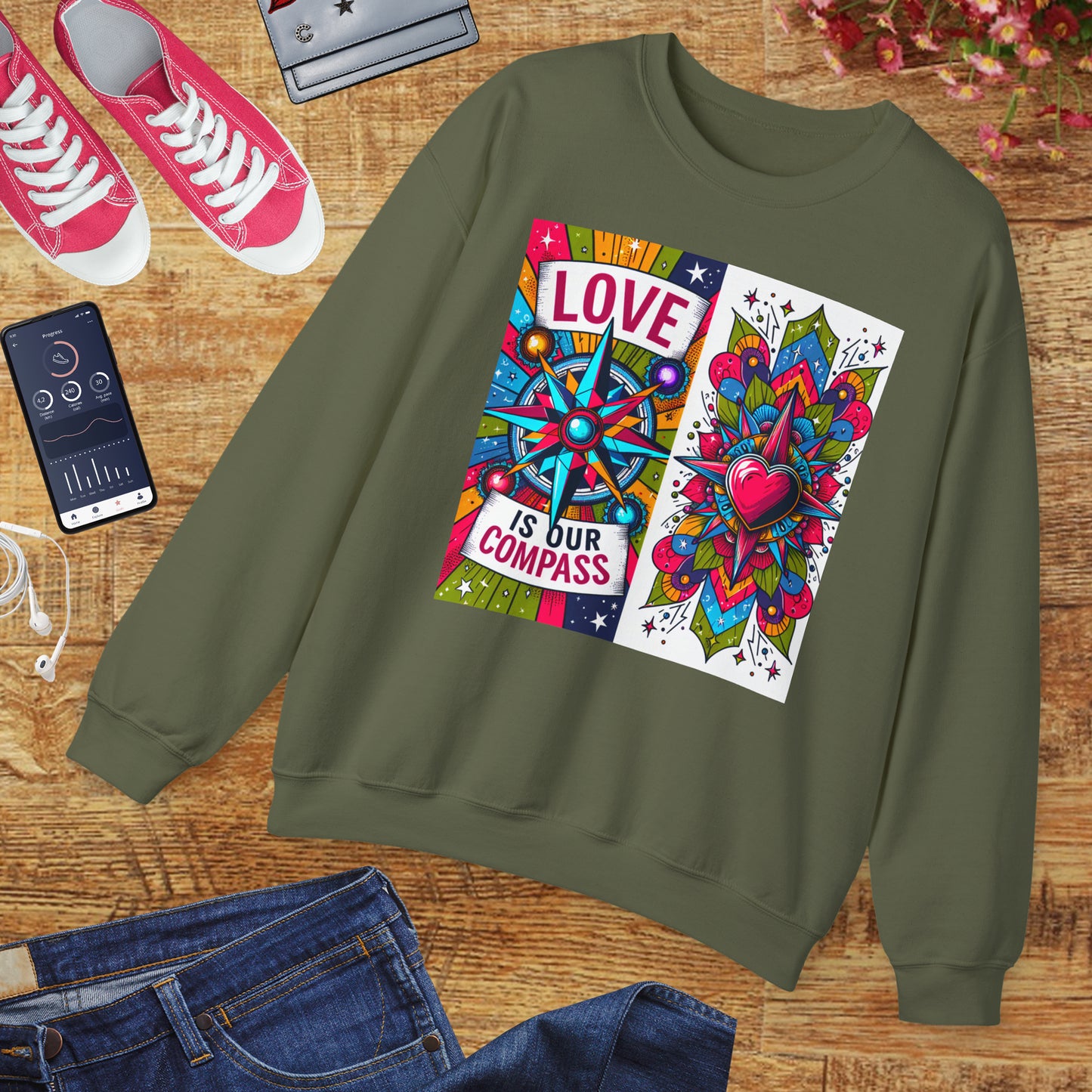 🧭Love Is Our Compass - Guided by the Heart Crewneck Sweatshirt