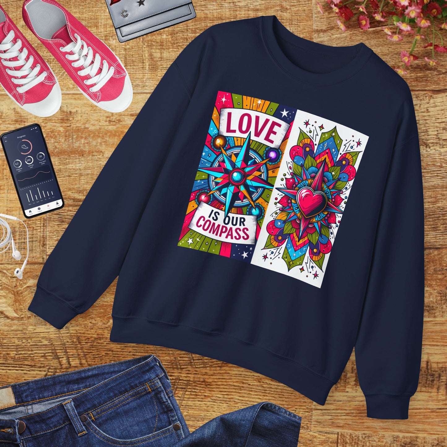 🧭Love Is Our Compass - Guided by the Heart Crewneck Sweatshirt