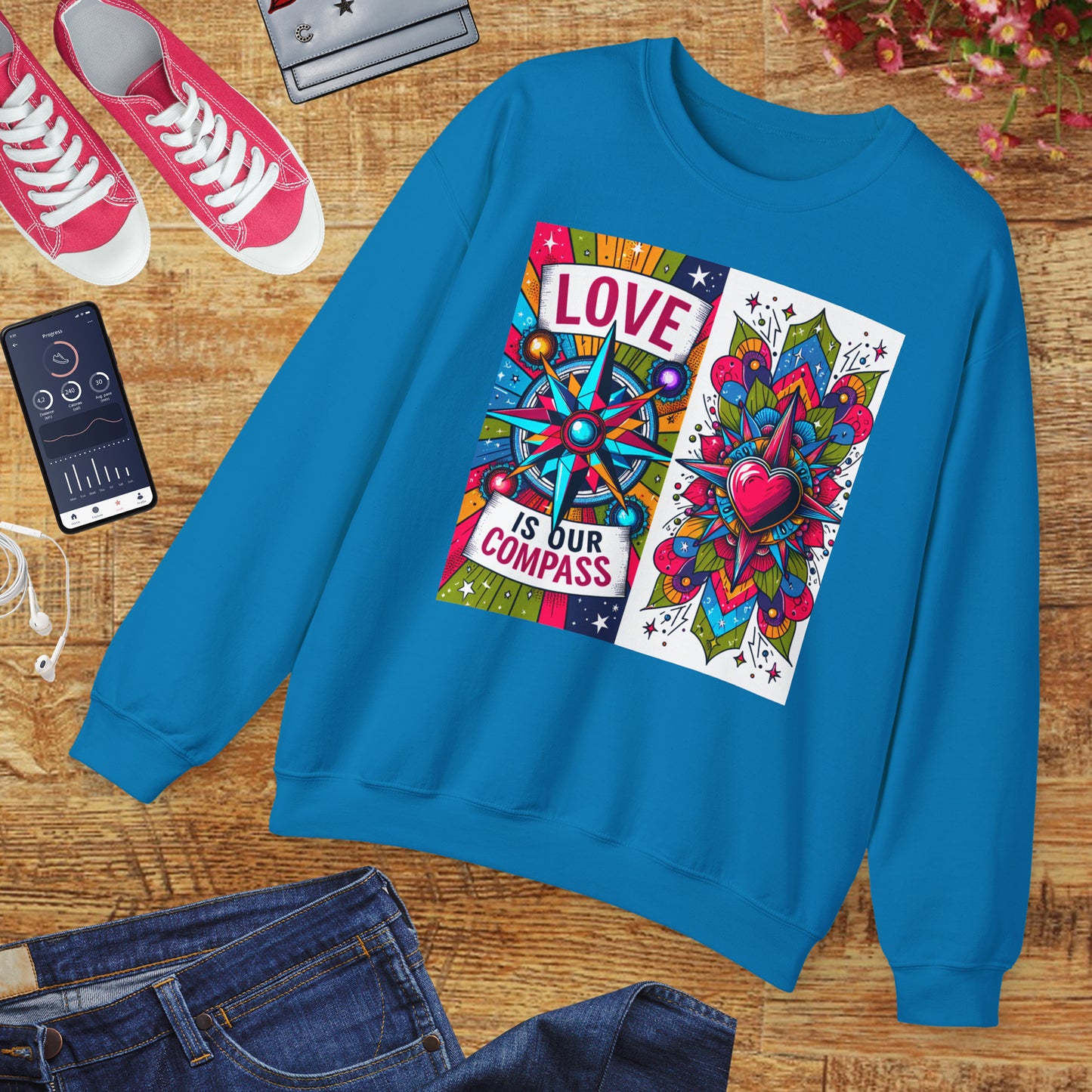 🧭Love Is Our Compass - Guided by the Heart Crewneck Sweatshirt