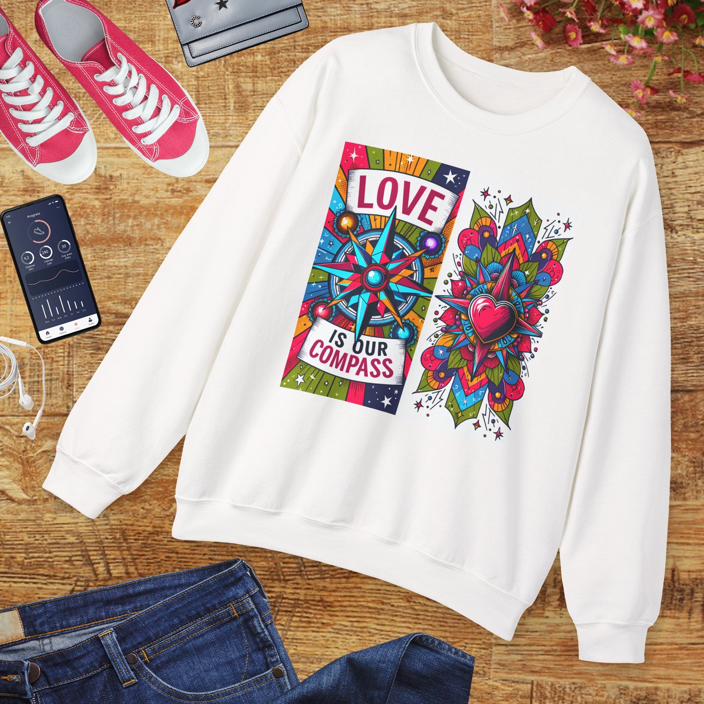 🧭Love Is Our Compass - Guided by the Heart Crewneck Sweatshirt