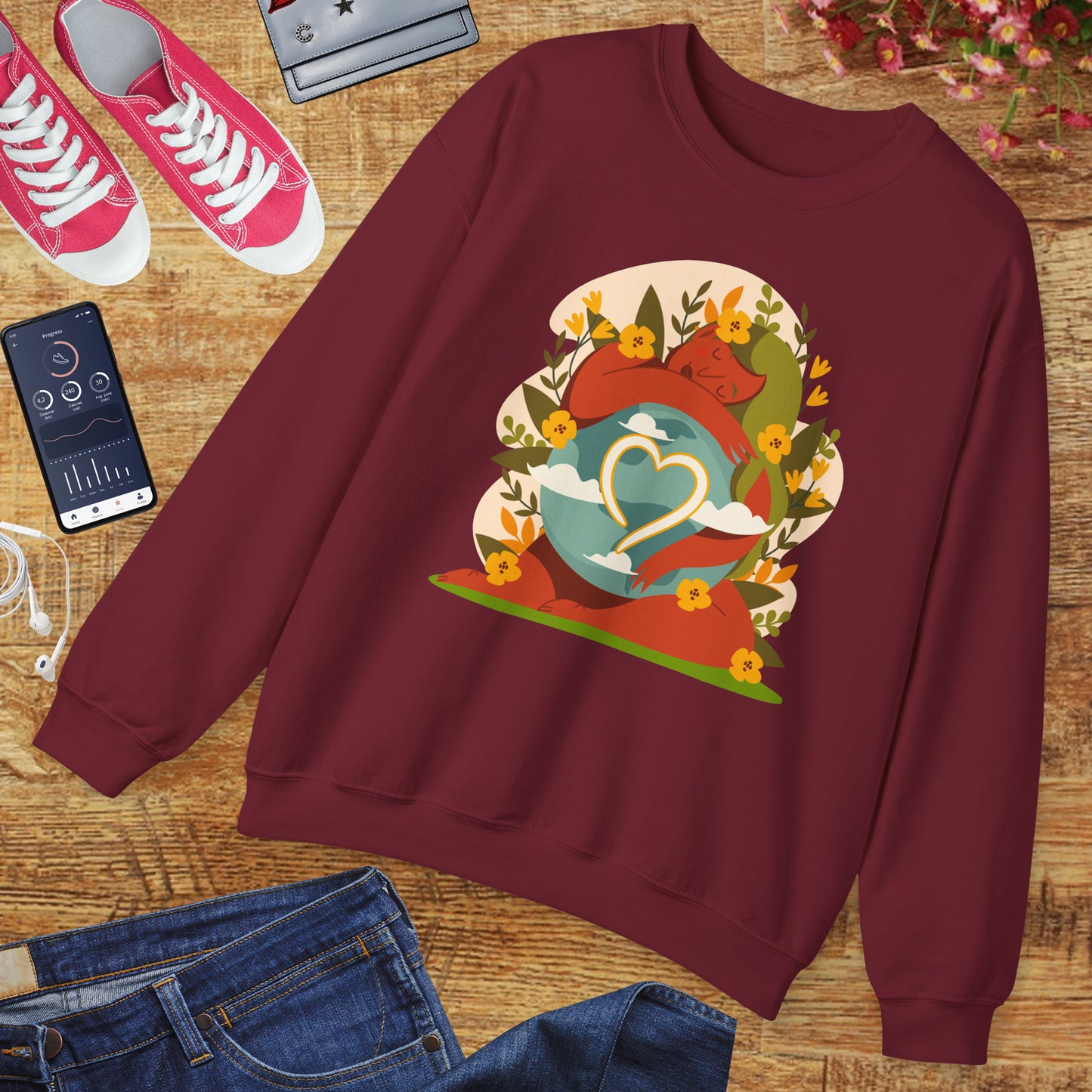 🌸She Who Holds the World - Mother Earth Embrace Sweatshirt
