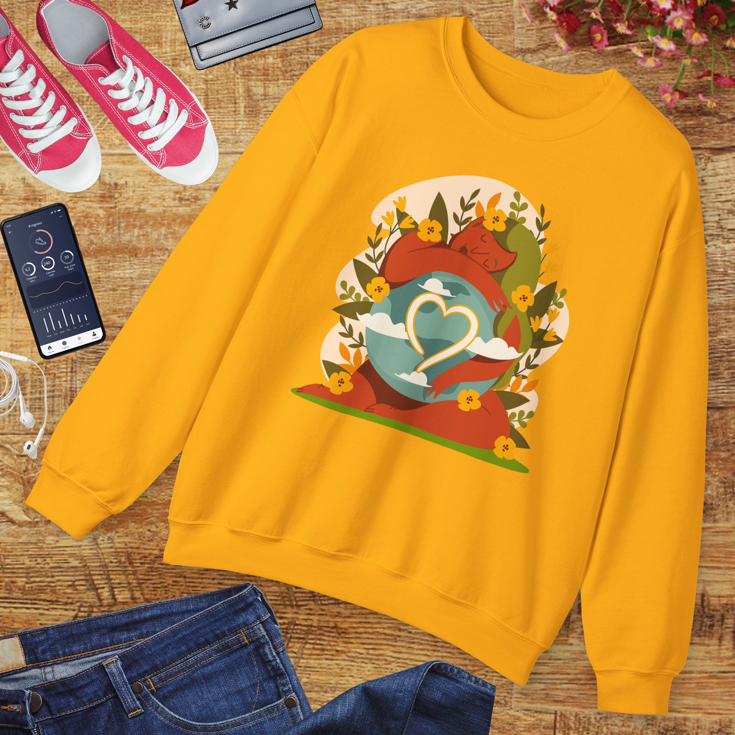 🌸She Who Holds the World - Mother Earth Embrace Sweatshirt