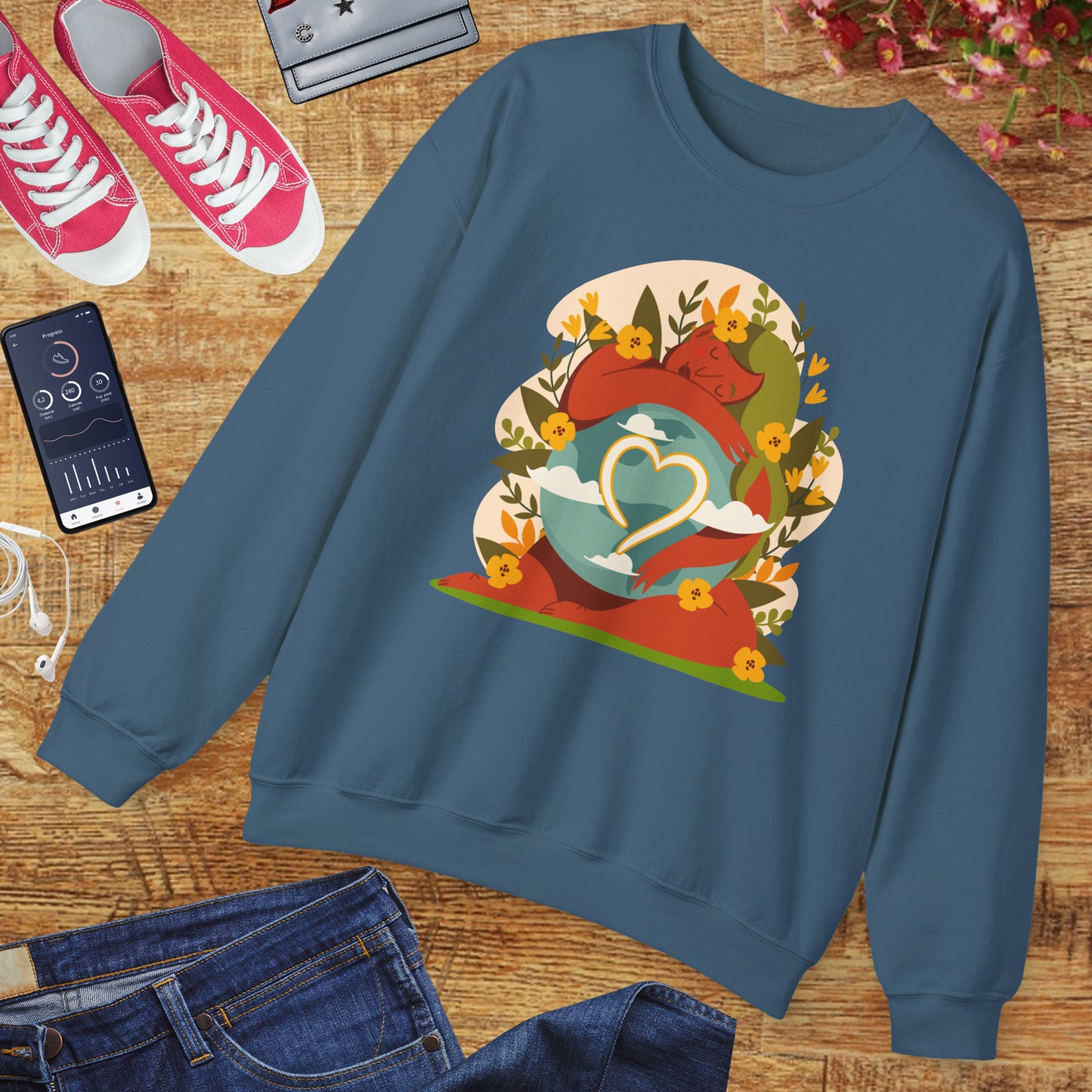 🌸She Who Holds the World - Mother Earth Embrace Sweatshirt