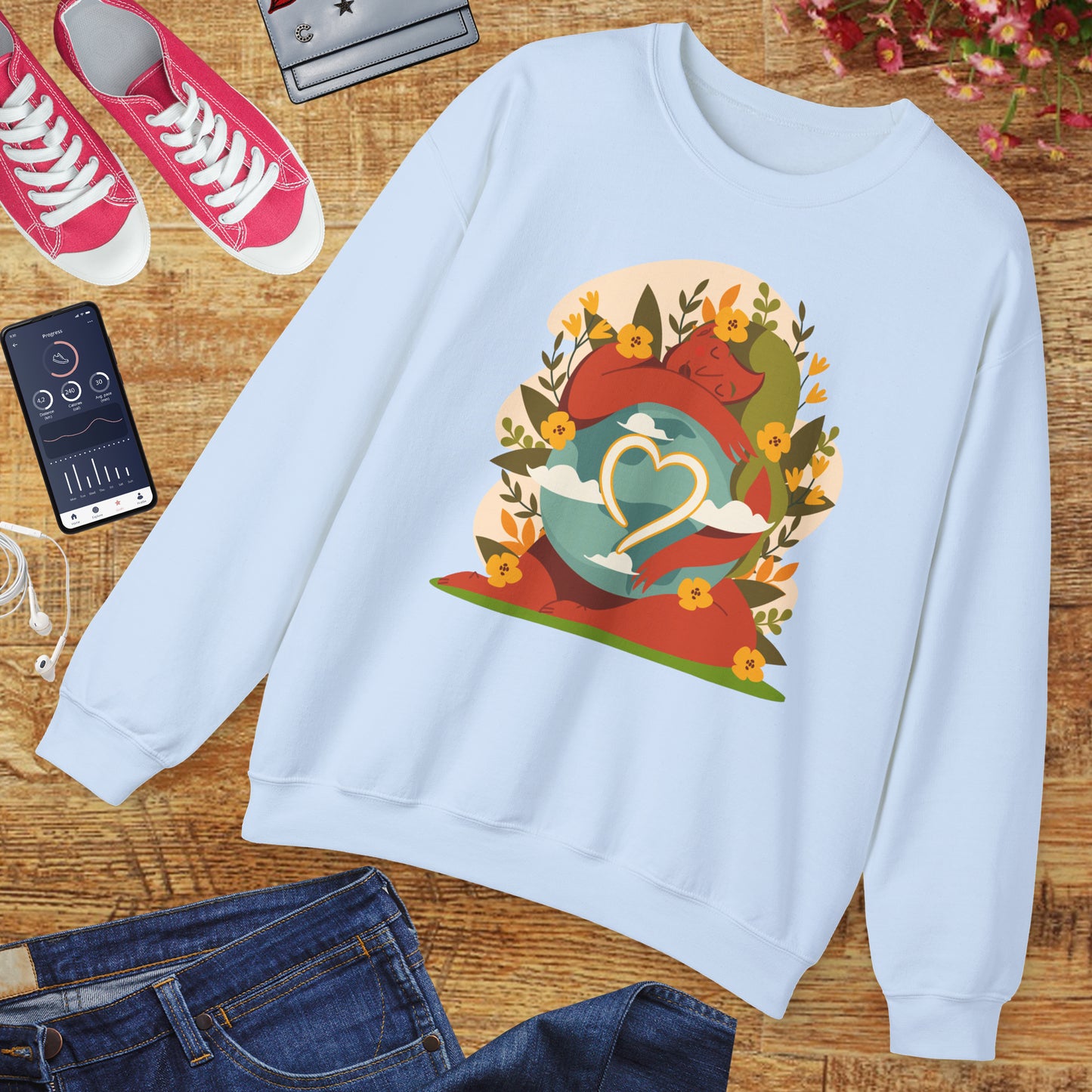 🌸She Who Holds the World - Mother Earth Embrace Sweatshirt