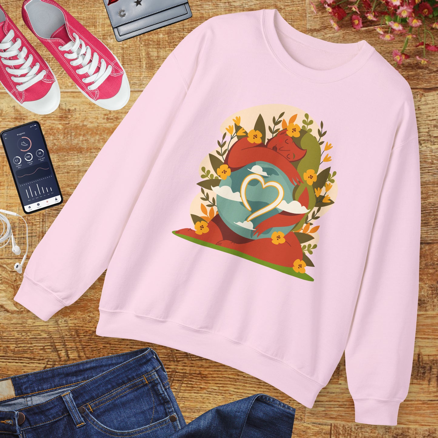 🌸She Who Holds the World - Mother Earth Embrace Sweatshirt