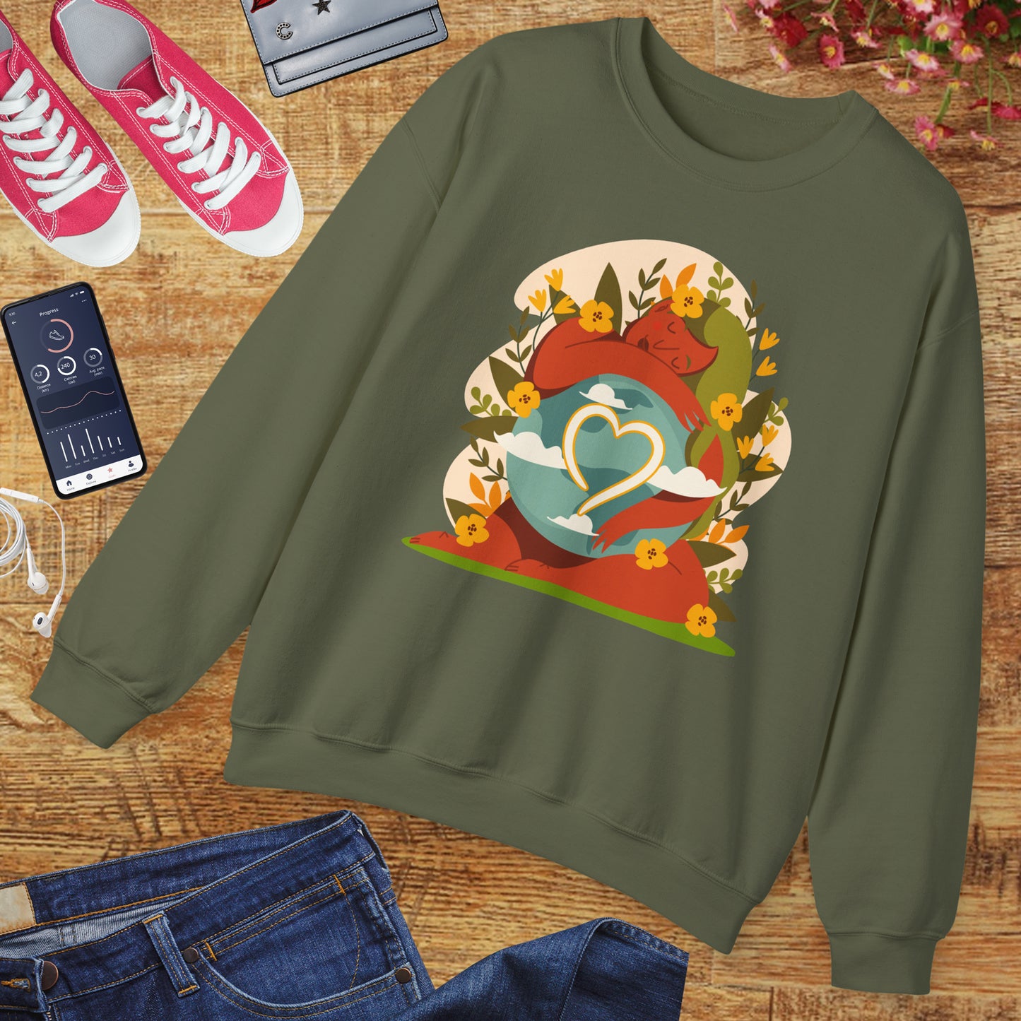 🌸She Who Holds the World - Mother Earth Embrace Sweatshirt