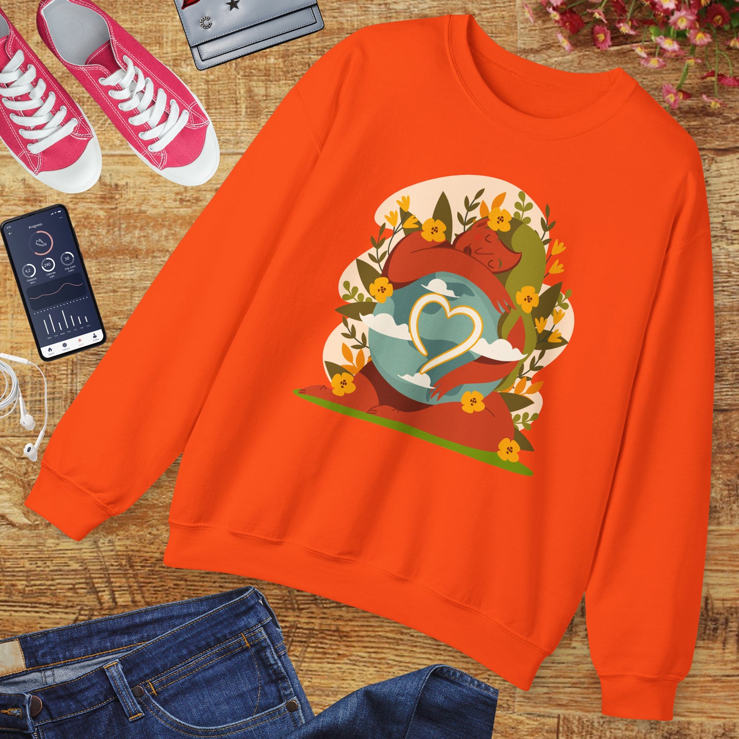 🌸She Who Holds the World - Mother Earth Embrace Sweatshirt