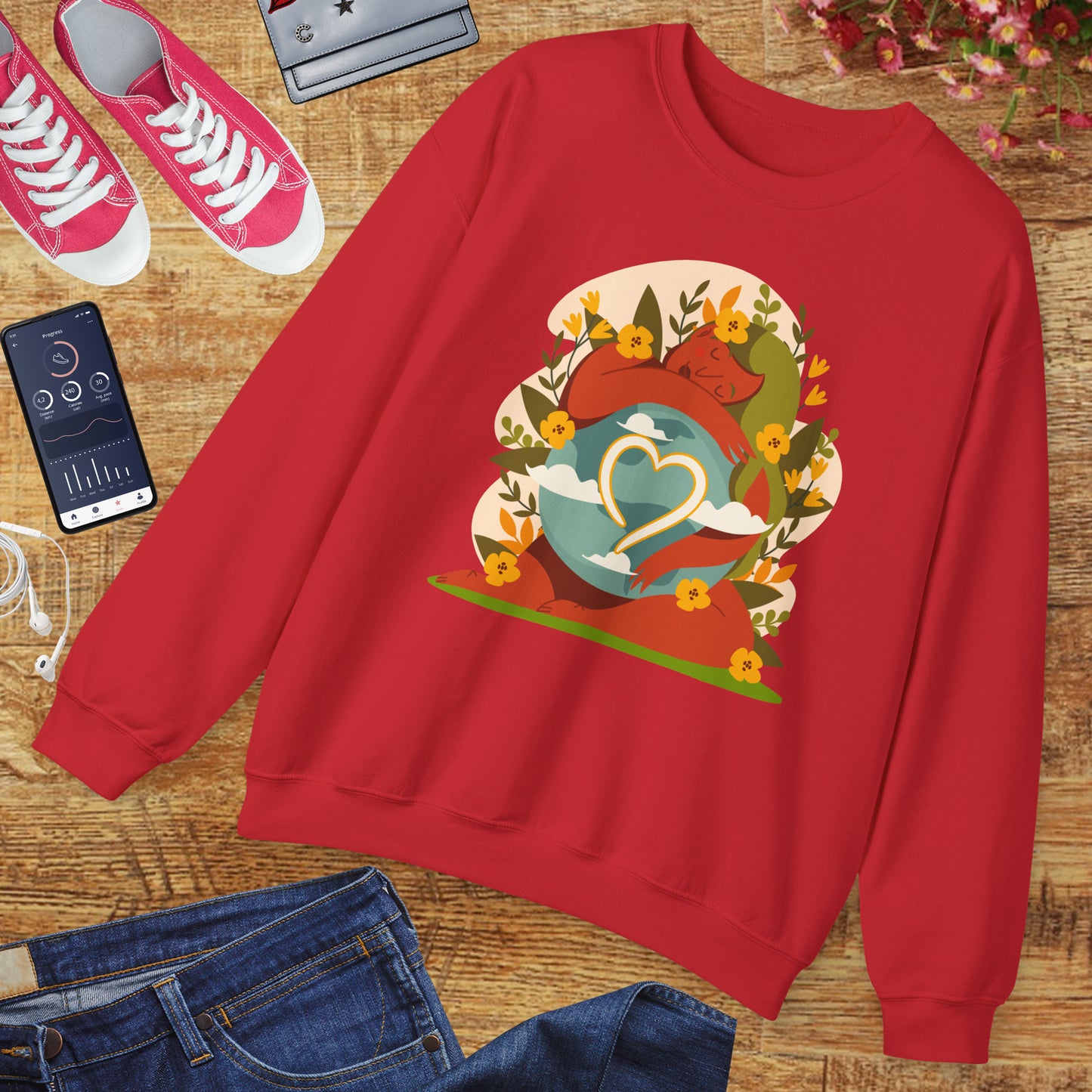 🌸She Who Holds the World - Mother Earth Embrace Sweatshirt