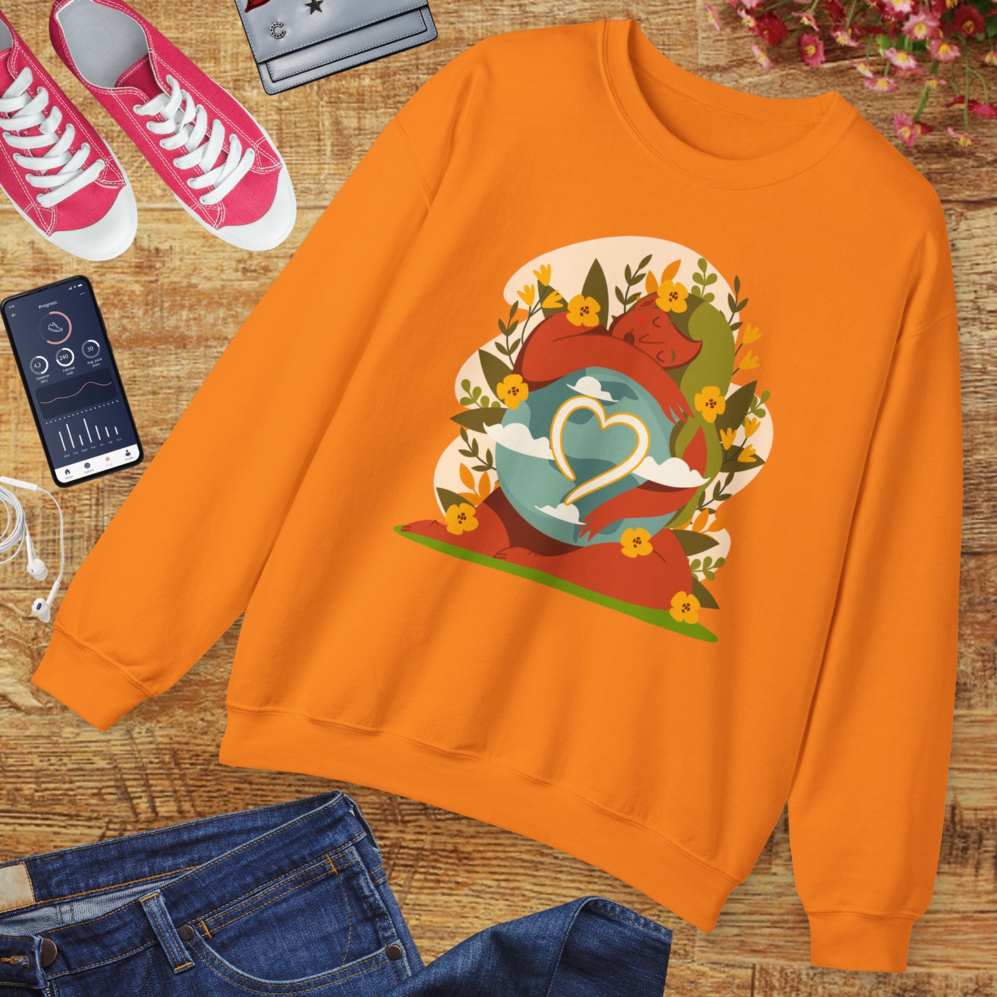 🌸She Who Holds the World - Mother Earth Embrace Sweatshirt
