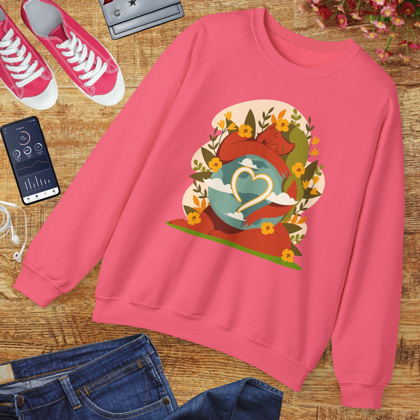 🌸She Who Holds the World - Mother Earth Embrace Sweatshirt