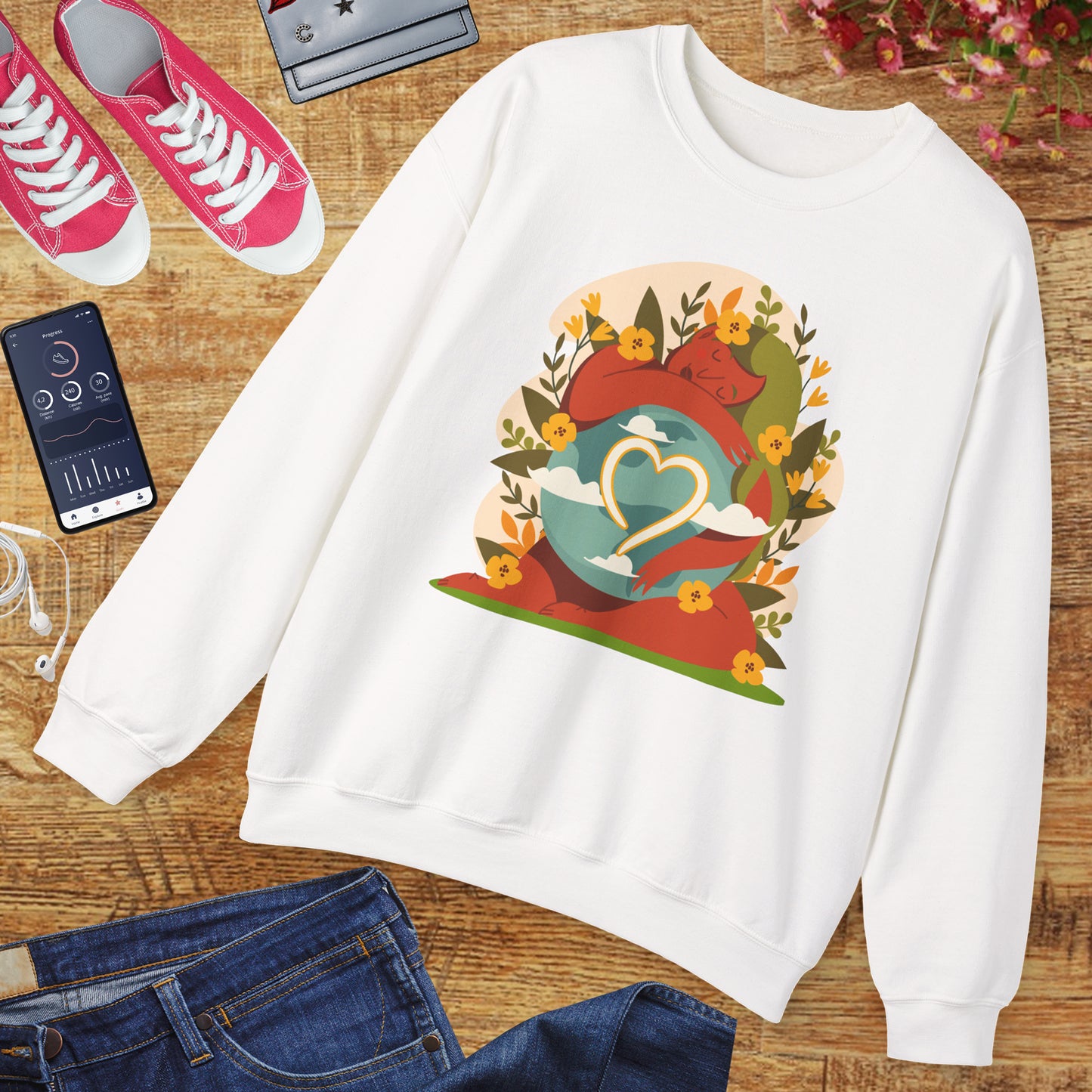 🌸She Who Holds the World - Mother Earth Embrace Sweatshirt