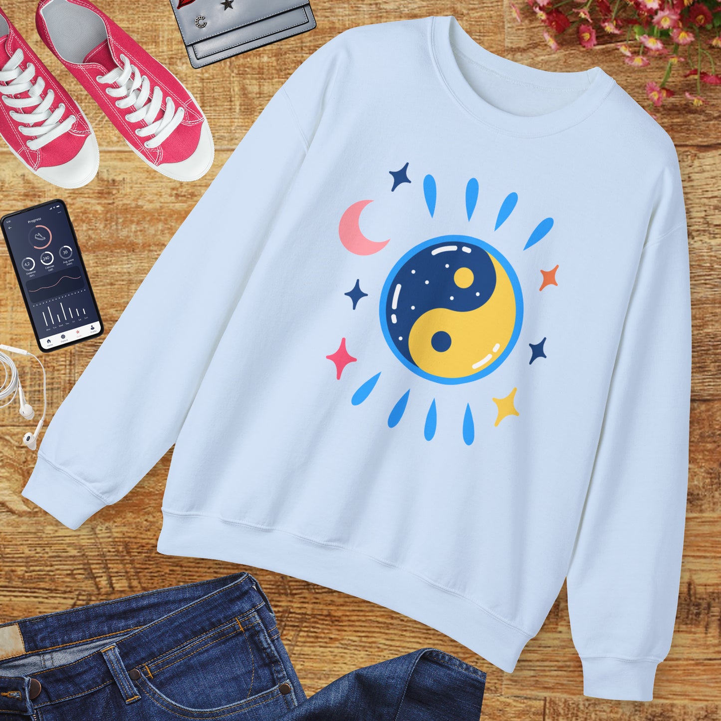 🌗Lunar Balance - Cosmic Flow Crewneck Sweatshirt