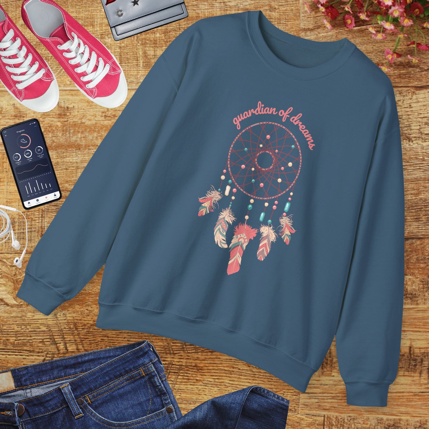 Guardian of Dreams 🌸✨ Boho Dreamcatcher Crewneck Sweatshirt