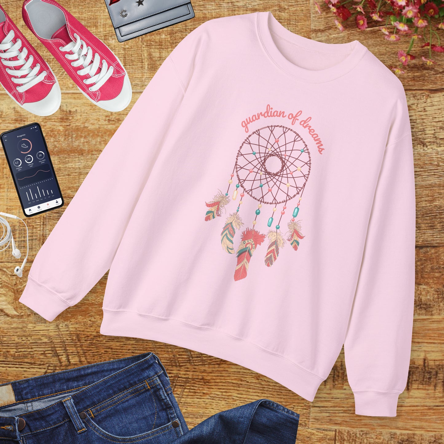 Guardian of Dreams 🌸✨ Boho Dreamcatcher Crewneck Sweatshirt