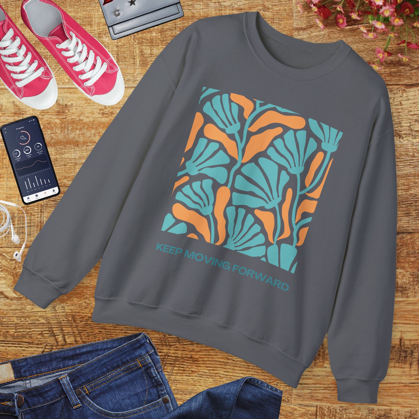 🌸Keep Moving Forward - Floral Flow Crewneck Sweatshirt