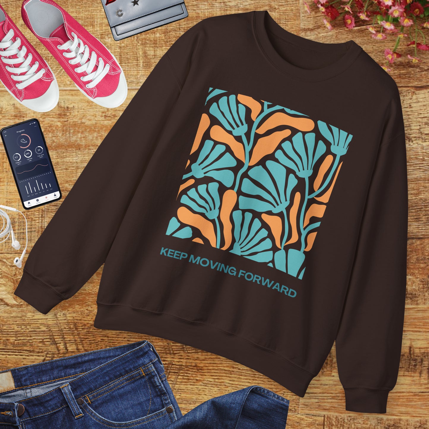 🌸Keep Moving Forward - Floral Flow Crewneck Sweatshirt