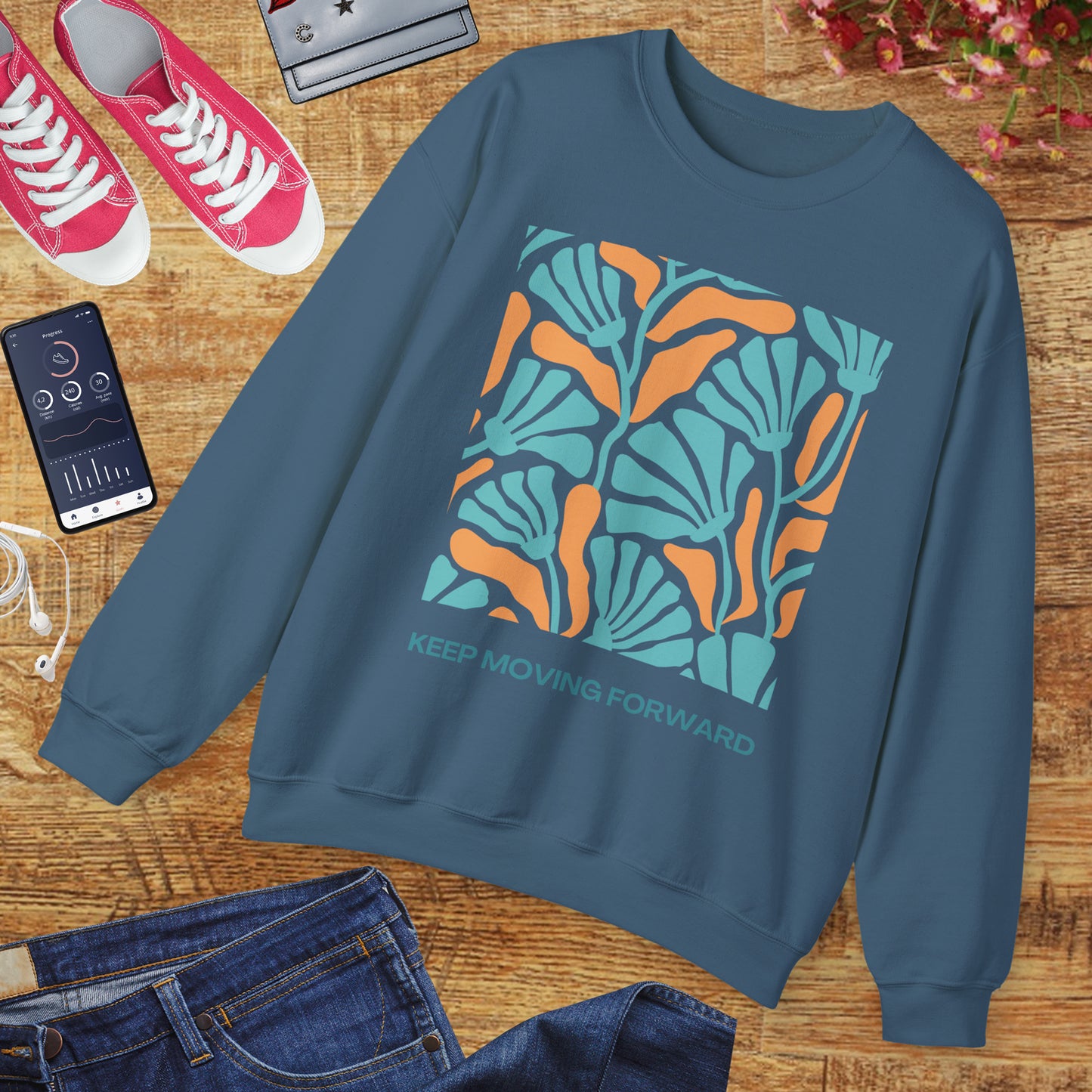 🌸Keep Moving Forward - Floral Flow Crewneck Sweatshirt