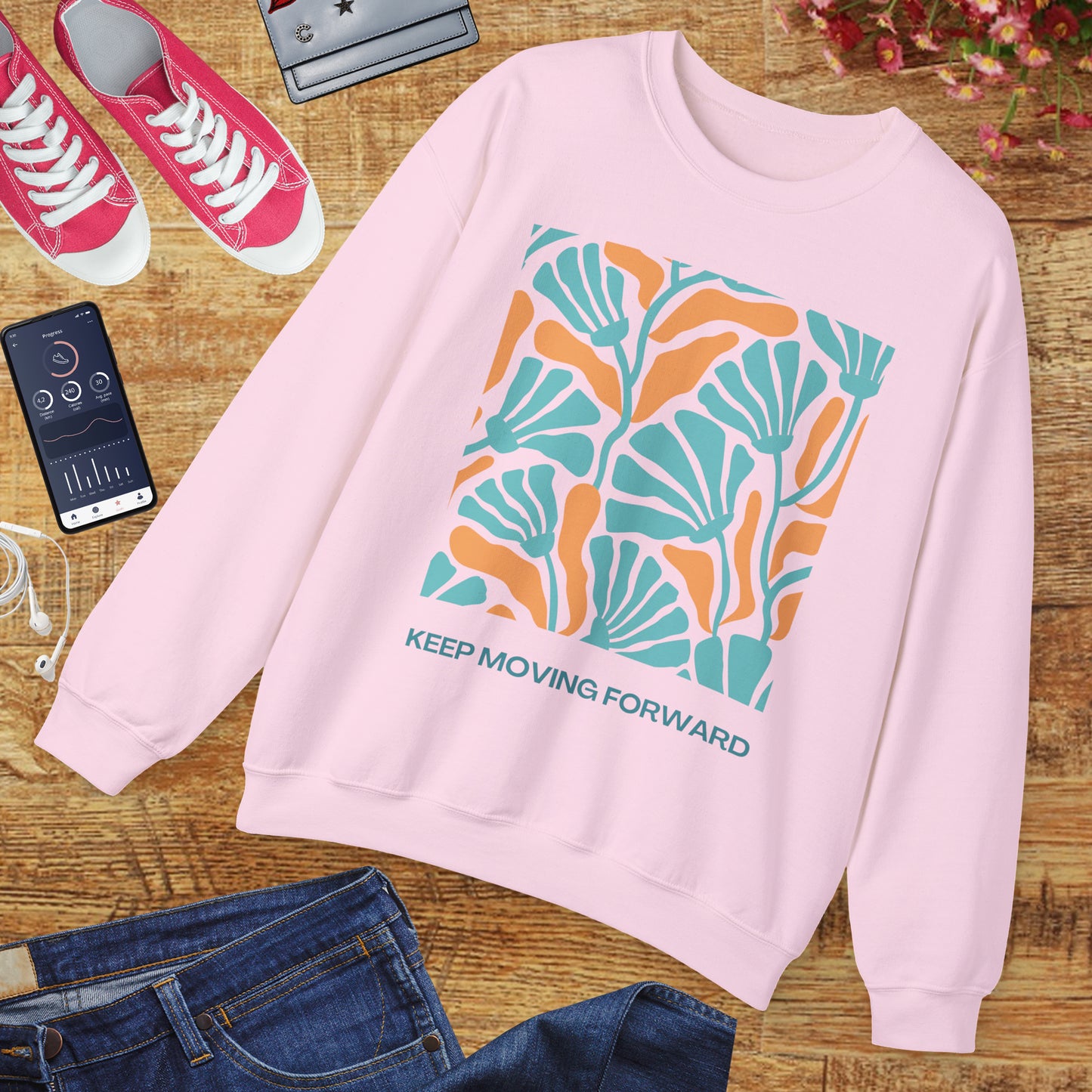 🌸Keep Moving Forward - Floral Flow Crewneck Sweatshirt