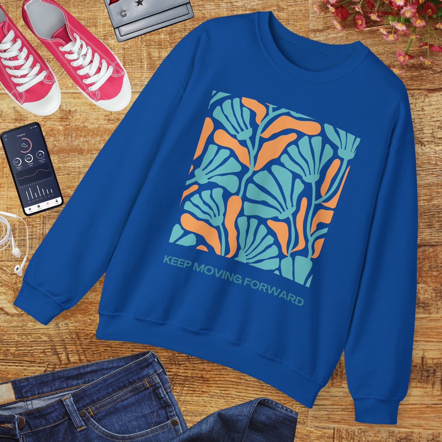 🌸Keep Moving Forward - Floral Flow Crewneck Sweatshirt