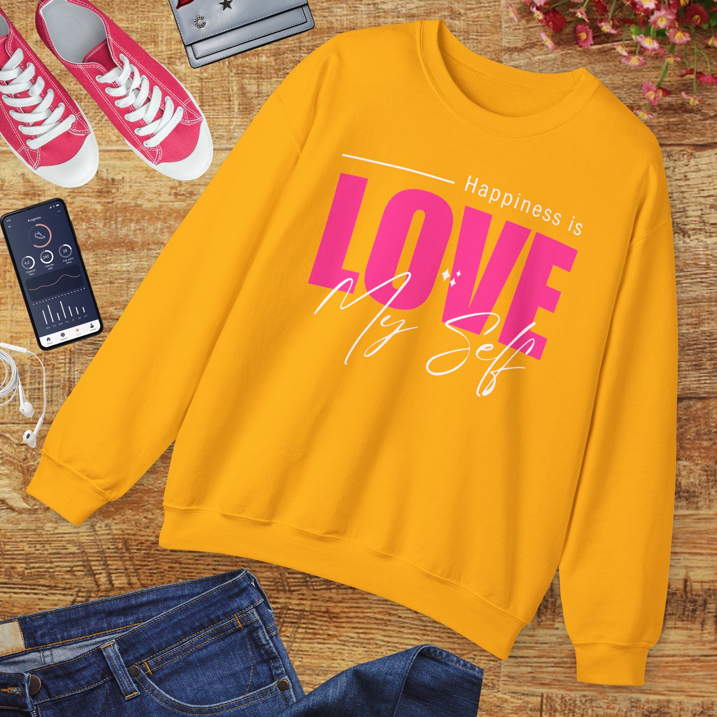 💖Happiness Is… Loving Myself - A Crewneck Sweatshirt for Self-Love Days
