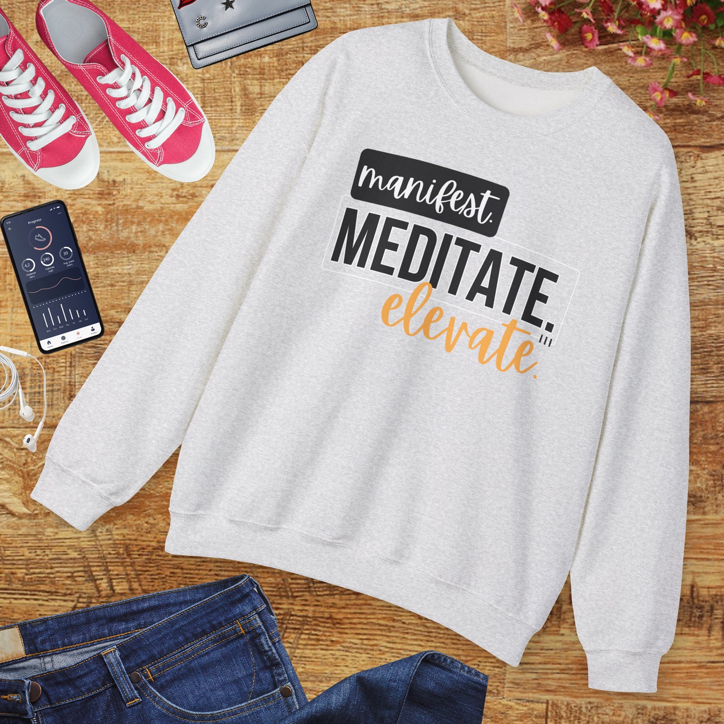 💫Manifest. Meditate. Elevate. - Align Your Energy Crewneck Sweatshirt