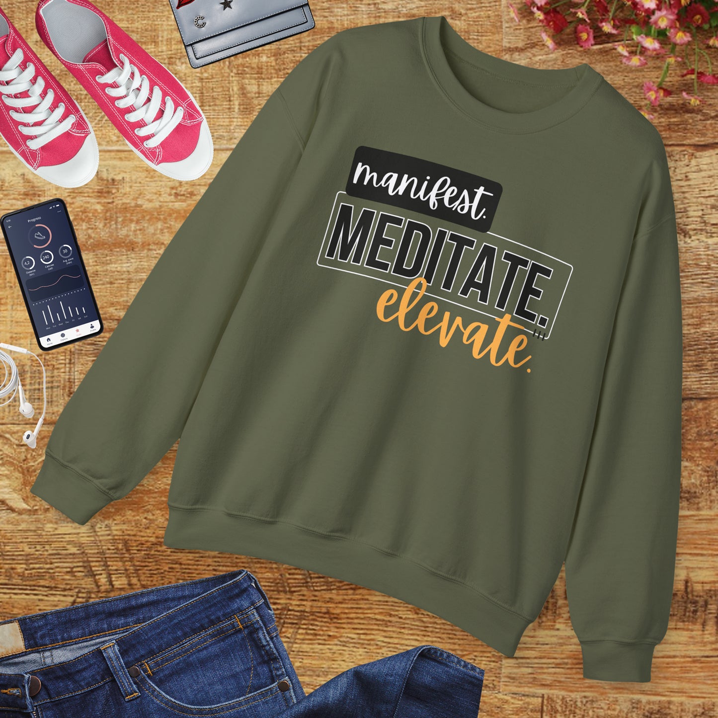 💫Manifest. Meditate. Elevate. - Align Your Energy Crewneck Sweatshirt