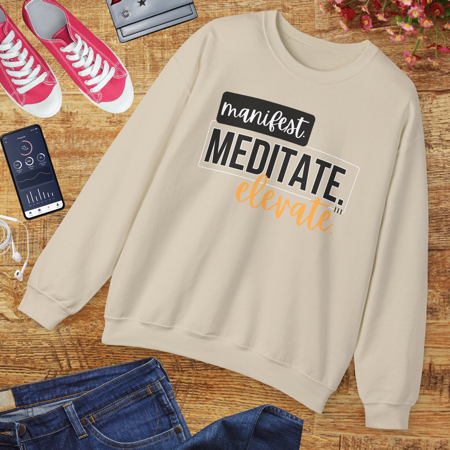 💫Manifest. Meditate. Elevate. - Align Your Energy Crewneck Sweatshirt